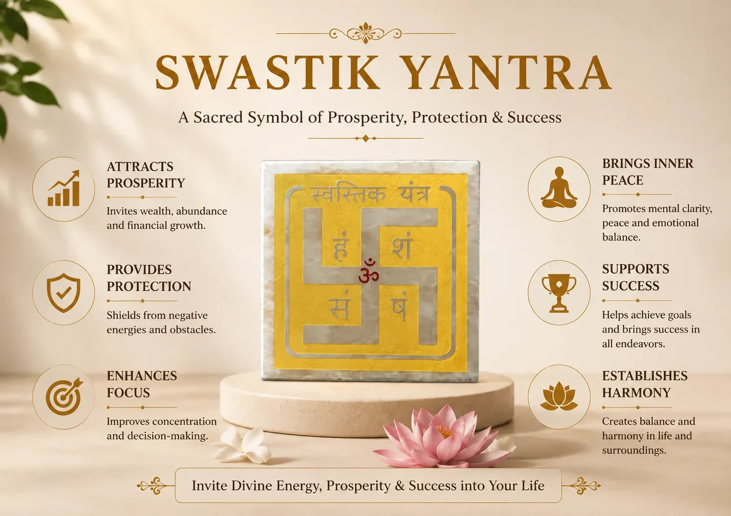 Swastik Yantra Selenite Plate — MB Global Agate