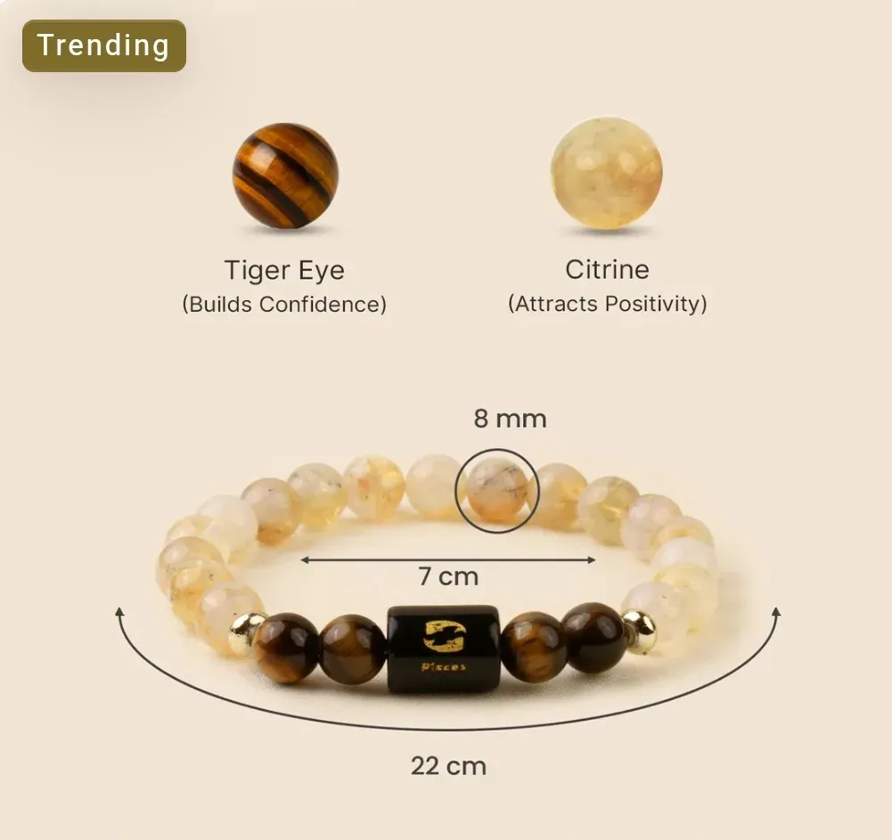 Tiger Eye & Citrine Bracelet (B40) — MB Global Agate