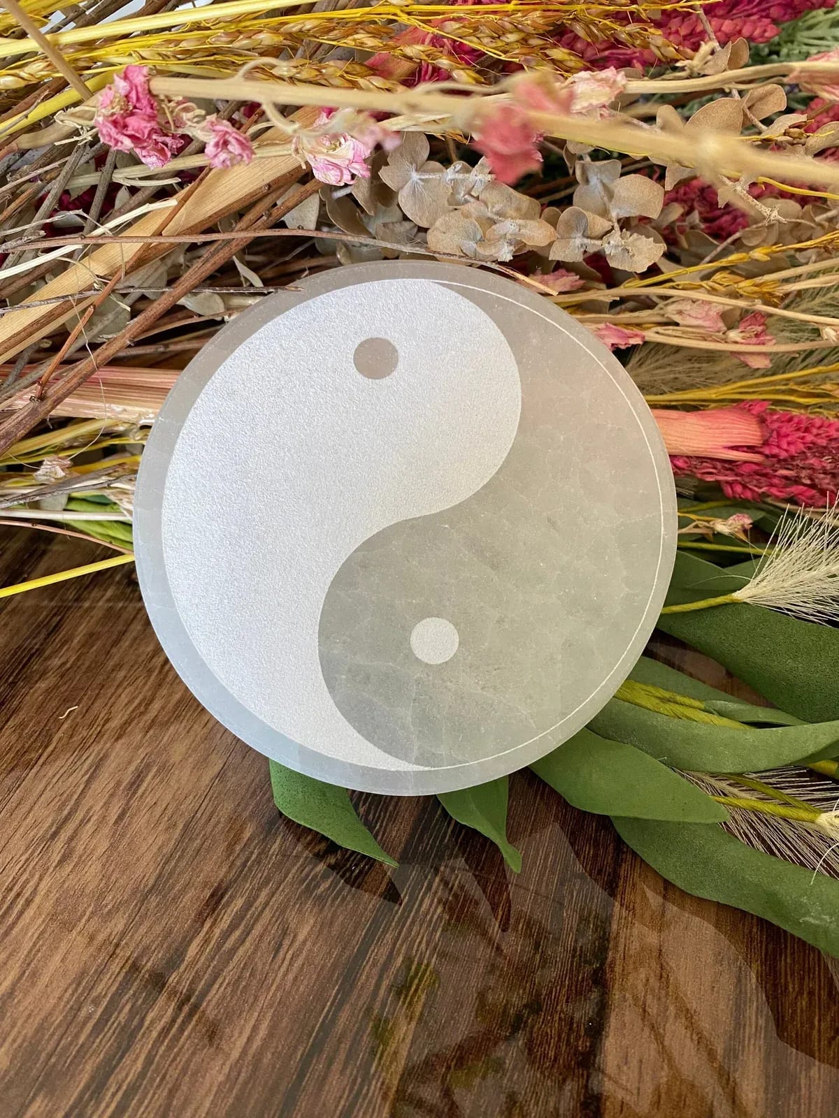 Yin Yang Selenite Plate — MB Global Agate