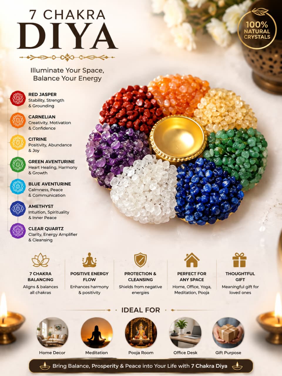 7 chakra diya — MB Global Agate