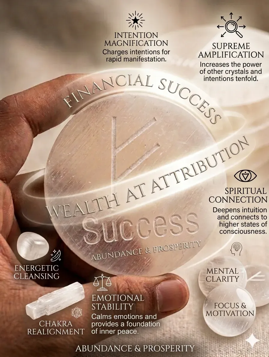 Financial Success Selenite Plate — MB Global Agate