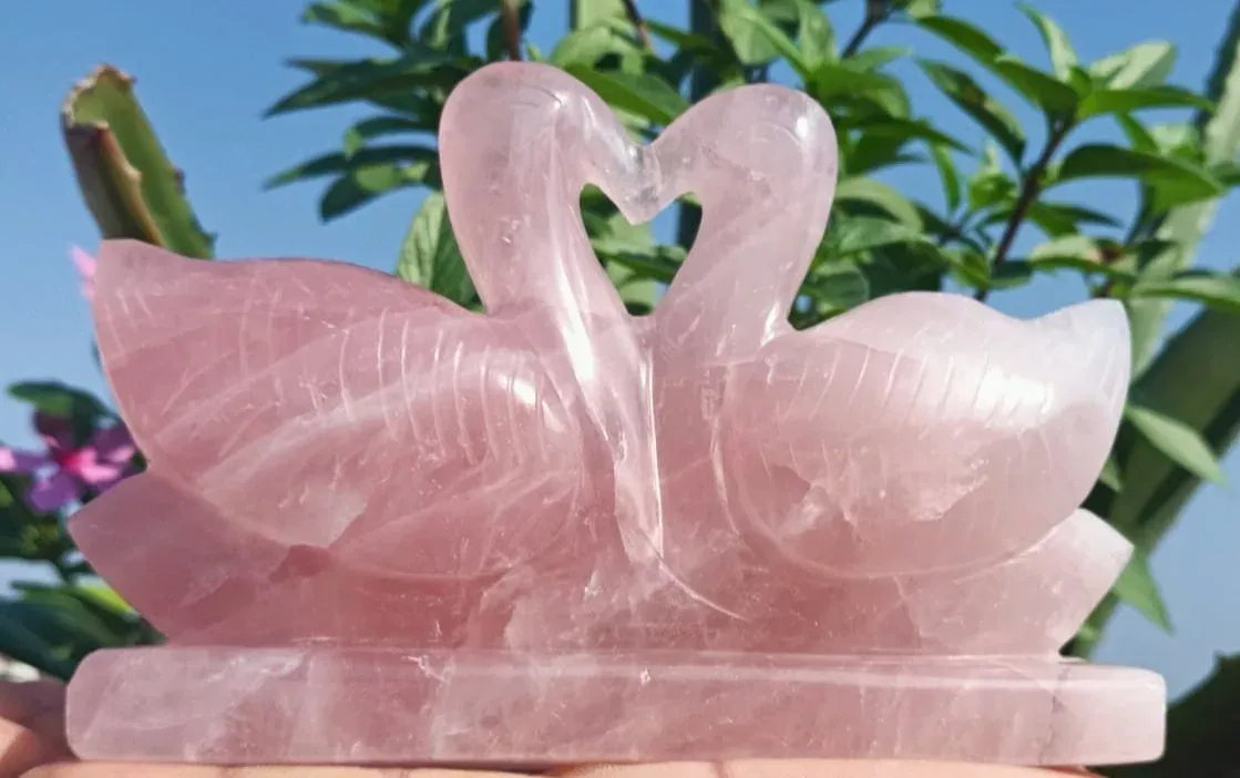 Rose Quartz Angel Carving (C-duck-rose) — MB Global Agate