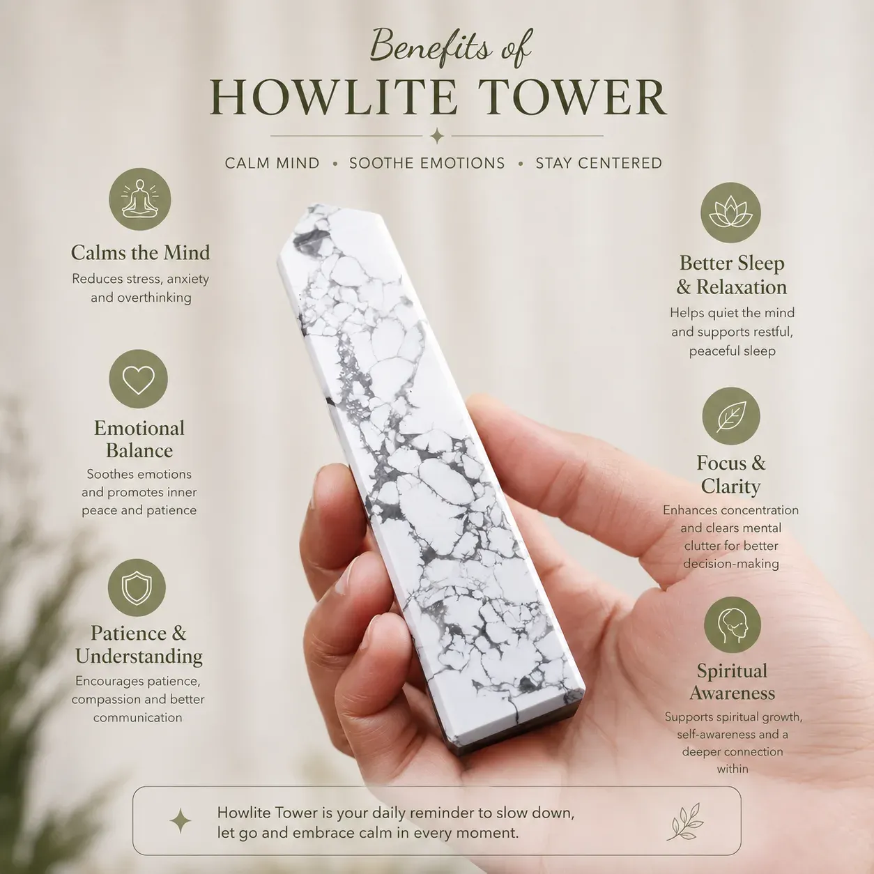 Howlite Tower — MB Global Agate